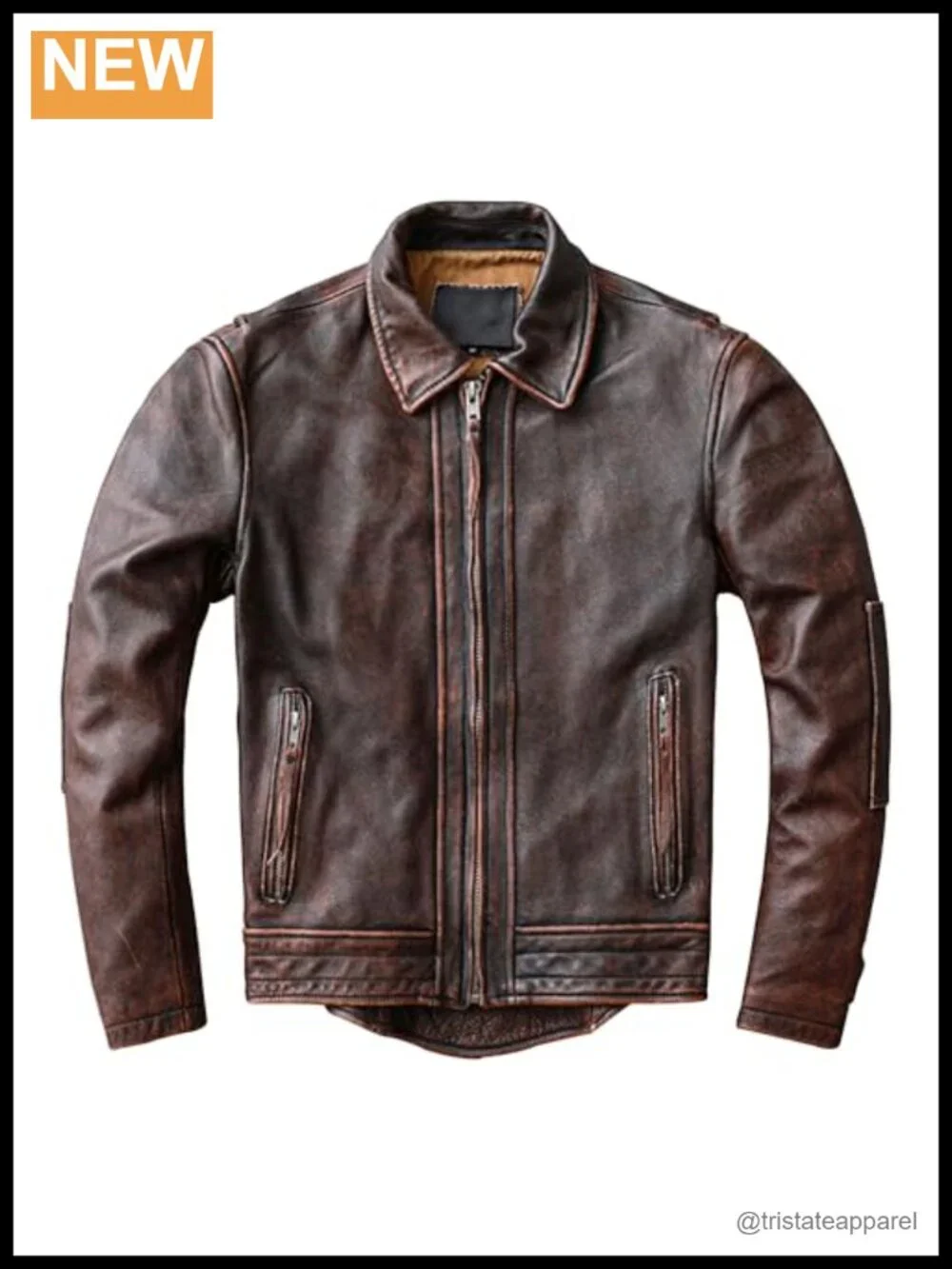 Men's Genuine Leather Motorcycle Jacket Slim Fit Tuxedo Car Coat